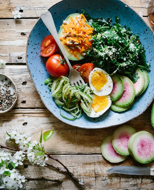 Food and beverage spread on table